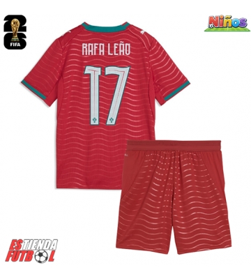 Portugal Rafael Leao #17 Primera Equipación Niños Mundial 2026 Manga Corta (+ Pantalones cortos)